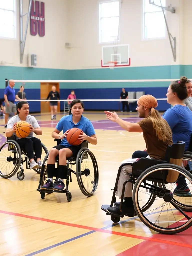 An image of people with disabilities participating in adaptive sports, highlighting inclusivity and accessibility.