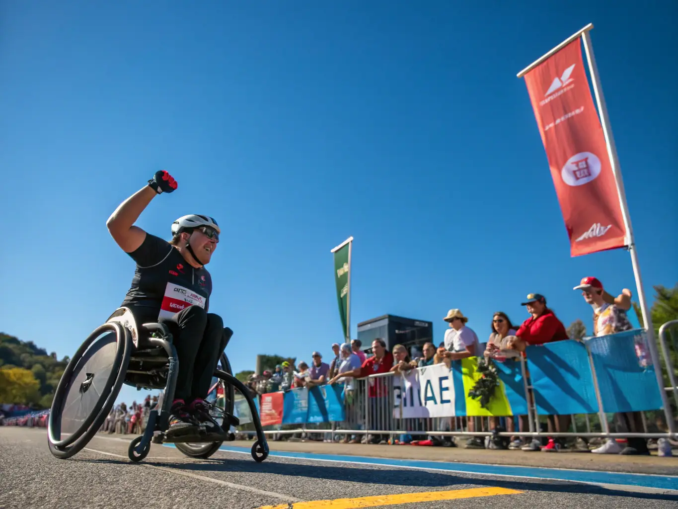 An image depicting athletes with disabilities participating in a sports event organized by ASSOCIATION SPORTIVE ASPTT SAINTES, highlighting the organization's commitment to inclusivity.